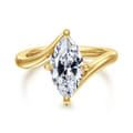 Rosette - 14K Yellow Gold Compass Prong Bypass Marquise Shape Diamond Engagement Ring