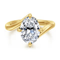 Rosette - 14K Yellow Gold Compass Prong Bypass Oval Diamond Engagement Ring