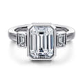 Nelle - 14K White Gold Emerald Cut Three Stone Diamond Engagement Ring