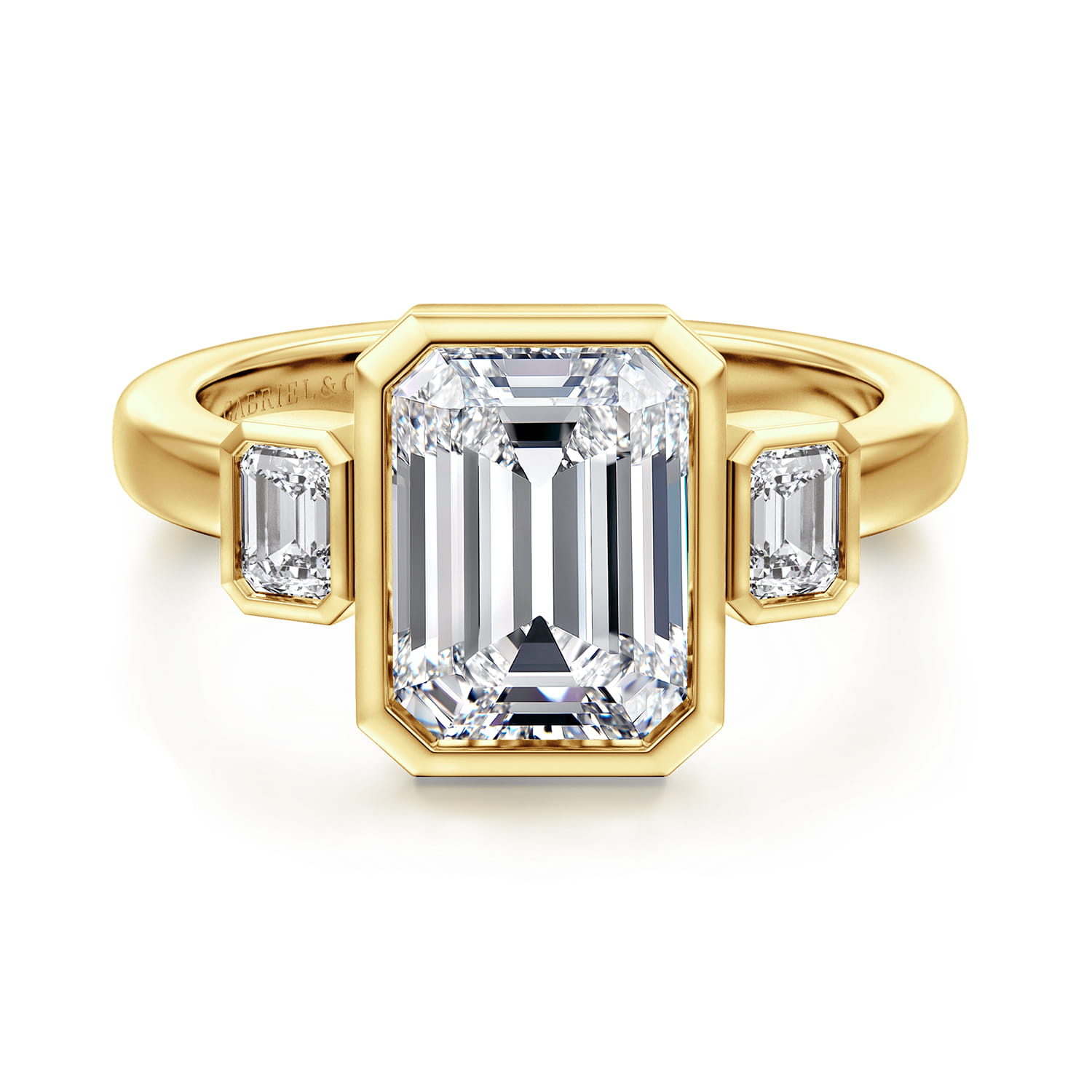 Three Stone Bezel Diamond Engagement Ring