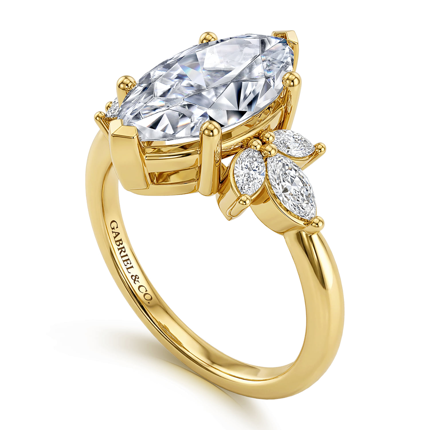 Marquise Diamond Engagement Ring in 14K Yellow Gold, photograph 3