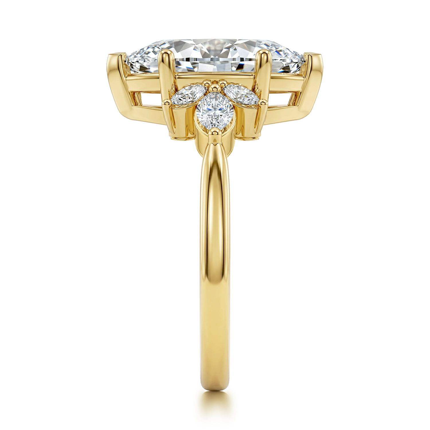 Marquise Diamond Engagement Ring in 14K Yellow Gold, photograph 4
