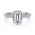 Seine - 14K White Gold Compass Prong Emerald Cut Diamond Engagement Ring