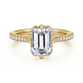 Seine - 14K Yellow Gold Compass Prong Emerald Cut Diamond Engagement Ring