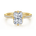 Seine - 14K Yellow Gold Compass Prong Radiant Cut Diamond Engagement Ring
