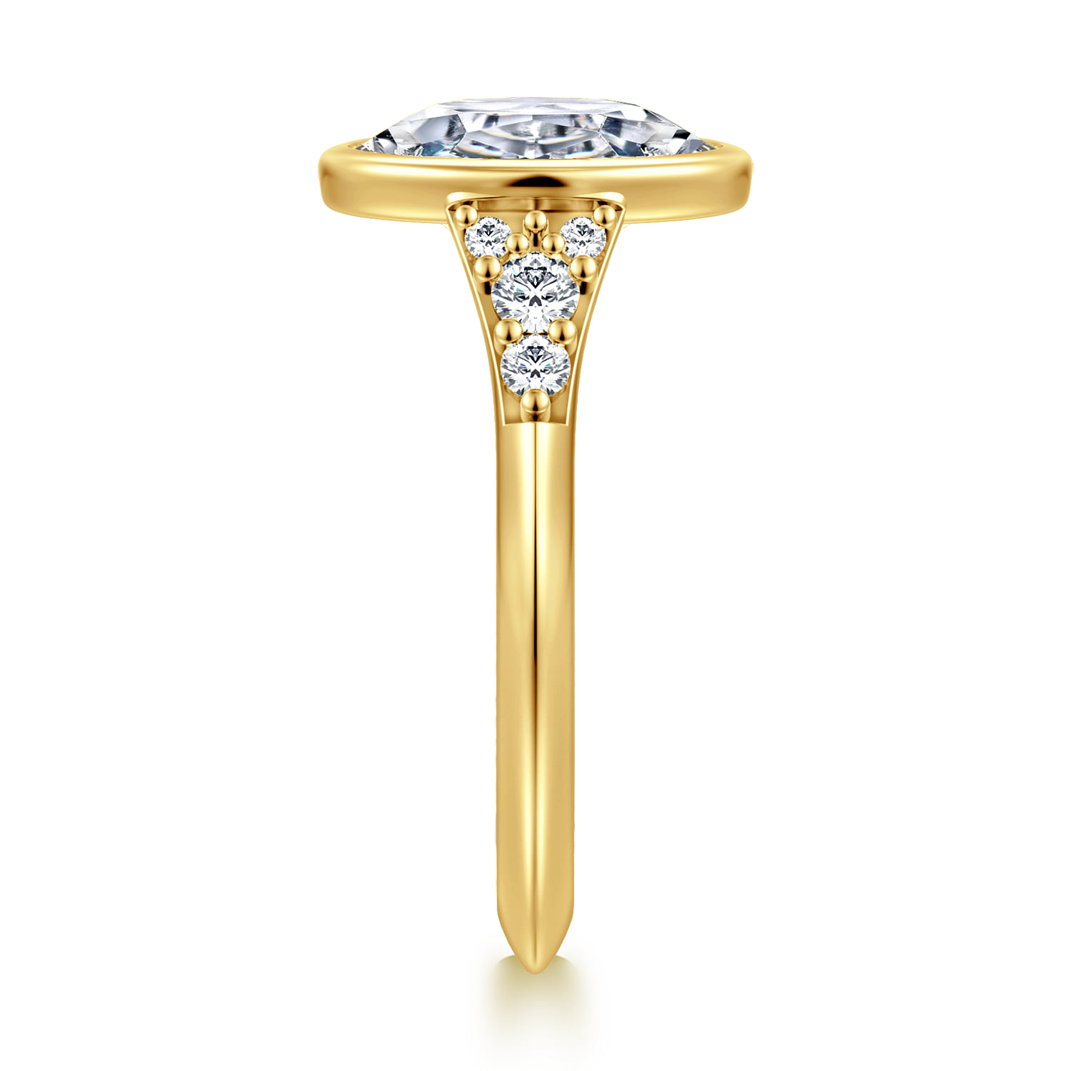 Oval Bezel Set Diamond Engagement Ring in 14K Yellow Gold, photograph 4