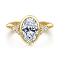 Iryna - 14K Yellow Gold Bezel Set Oval Diamond Engagement Ring