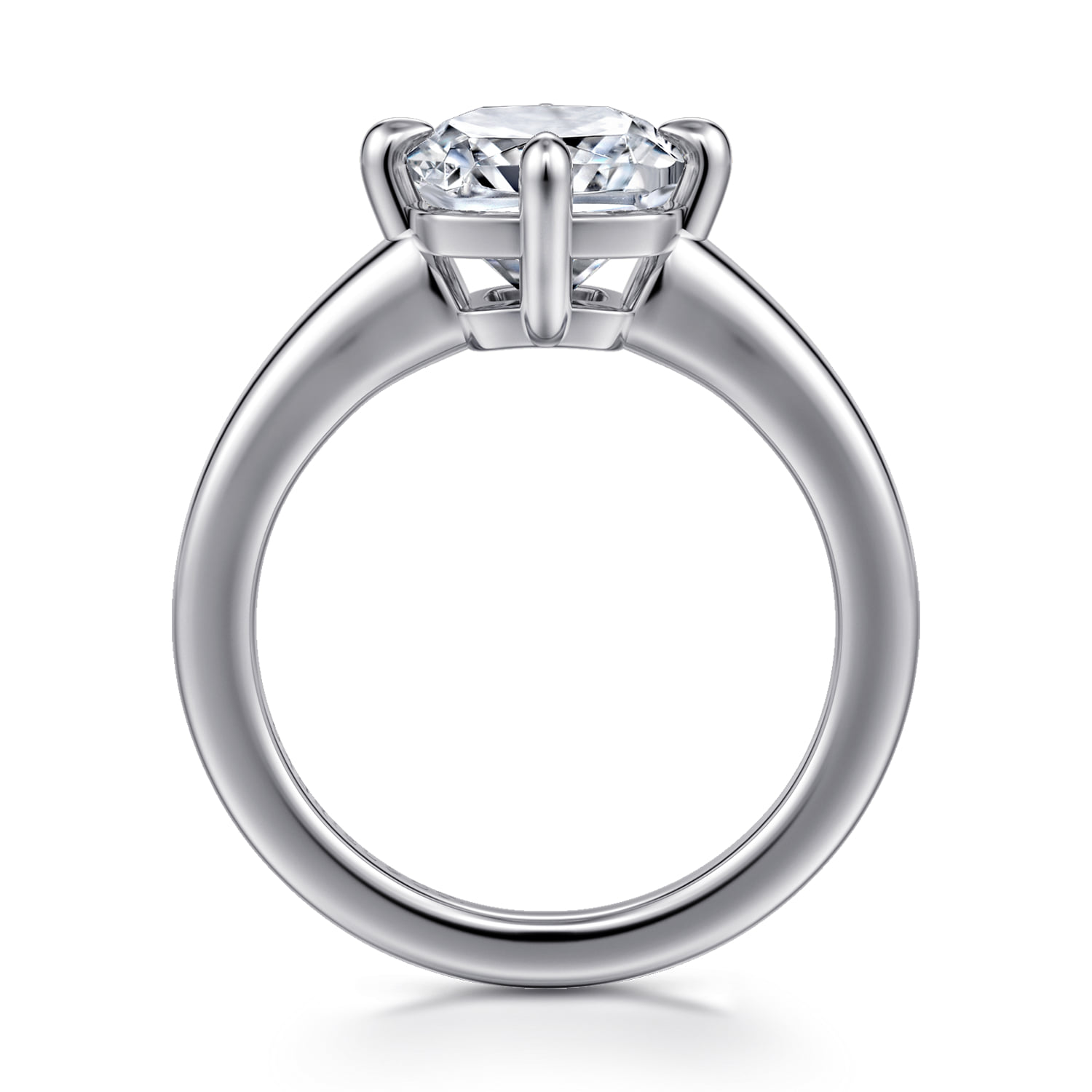 Cushion Solitaire Diamond Engagement Ring in 14K White Gold, photograph 2