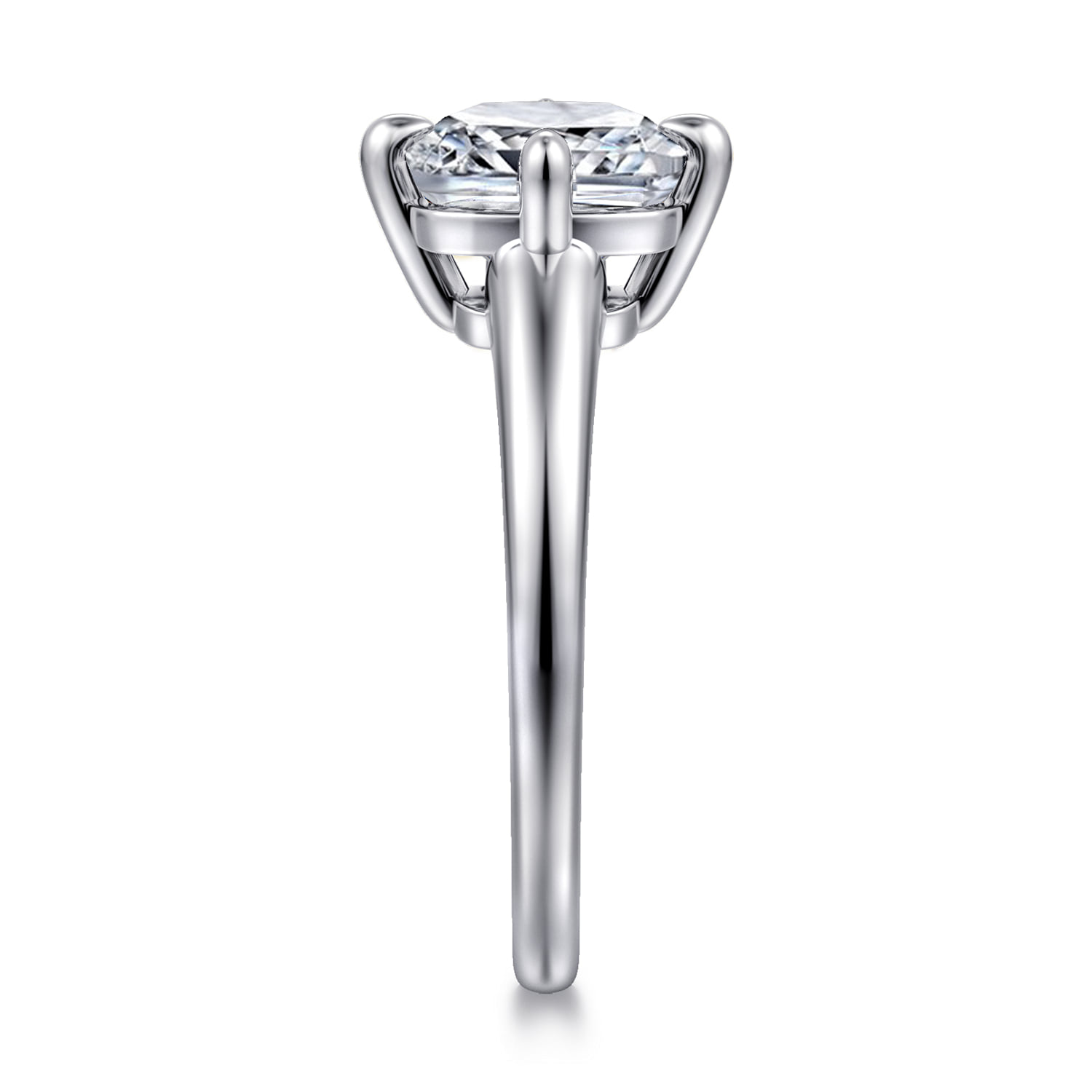 Cushion Solitaire Diamond Engagement Ring in 14K White Gold, photograph 5