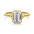 Kaya - 14K Yellow Gold Bezel Set Emerald Cut Solitaire Diamond Engagement Ring