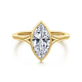 Kaya - 14K Yellow Gold Bezel Set Emerald Cut Solitaire Diamond Engagement Ring
