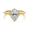 Kaya - 14K Yellow Gold Bezel Set Oval Solitaire Diamond Engagement Ring