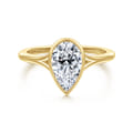 Kaya - 14K Yellow Gold Bezel Set Pear Shape Solitaire Diamond Engagement Ring