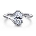 Bellisse - 14K White Gold Bypass Oval Solitaire Diamond Engagement Ring