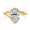 Bellisse - 14K Yellow Gold Bypass Oval Solitaire Diamond Engagement Ring