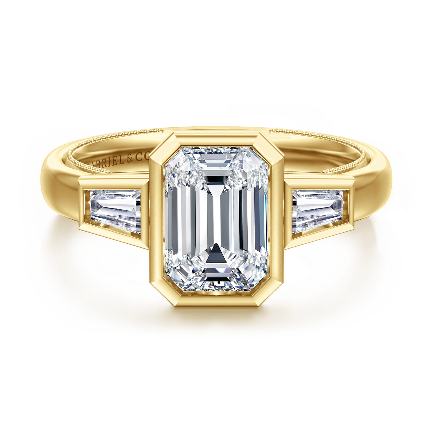 Three Stone Bezel Set Diamond Engagement Ring