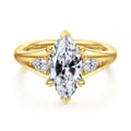 Serenelle - 14K Yellow Gold Marquise Shape Three Stone Diamond Engagement Ring