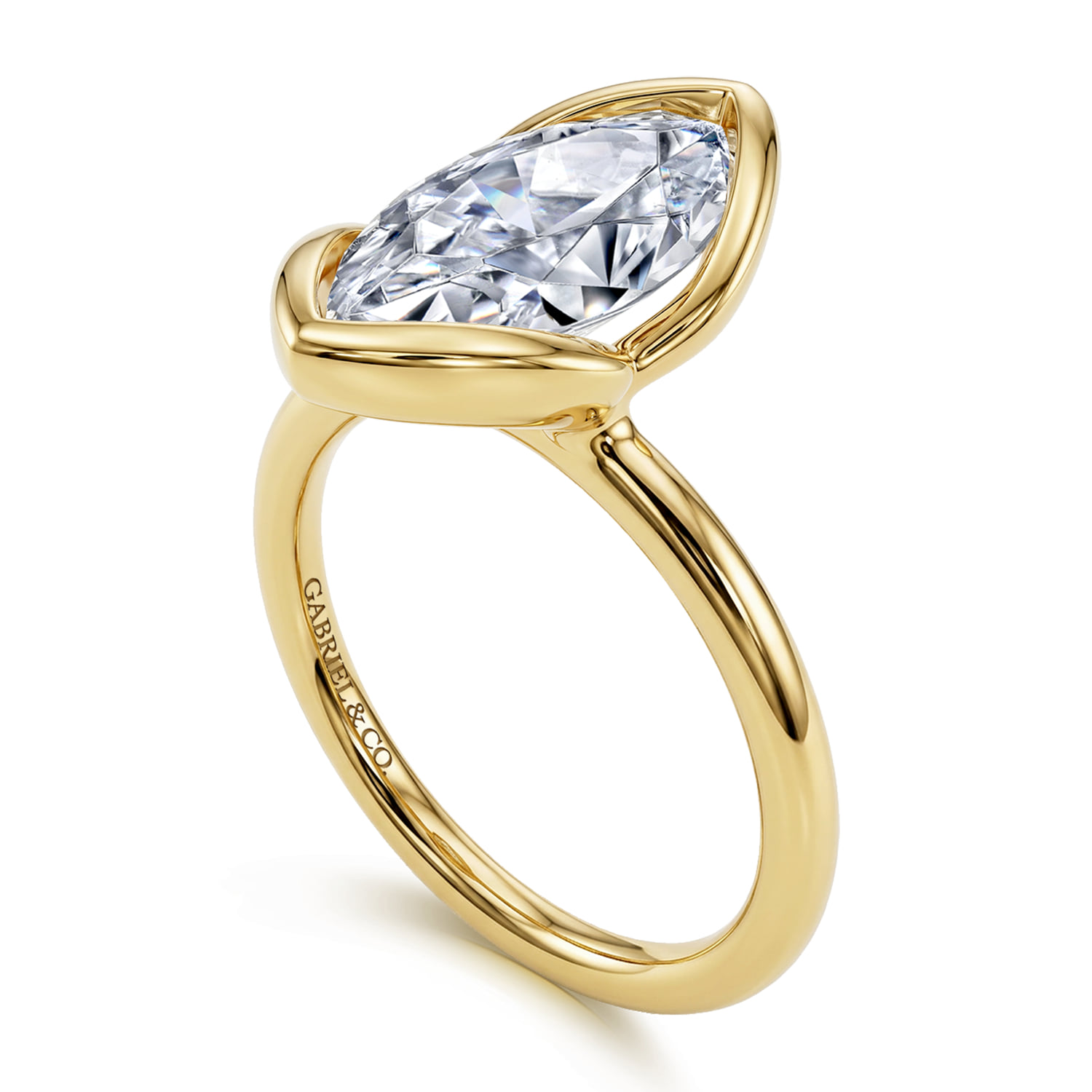Marquise Solitaire Diamond Engagement Ring in 14K Yellow Gold, photograph 3