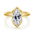 Vivienne - 14K Yellow Gold Half Bezel Marquise Shape Solitaire Diamond Engagement Ring