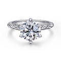 Isolde - 14K White Gold Round Solitaire Diamond Engagement Ring