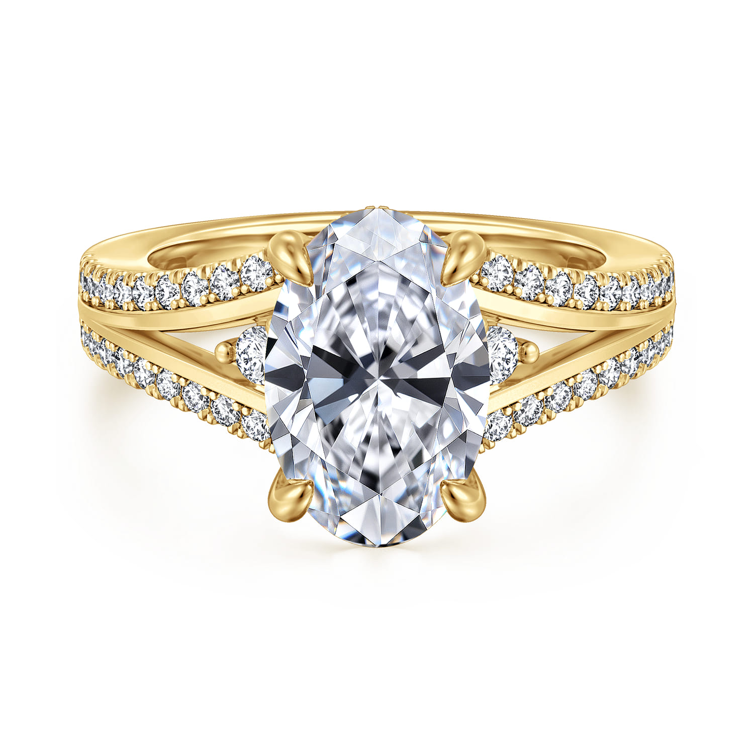 Split Foundation Three Stone Diamond Engagement Ring