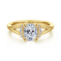 Solenne - 14K Y.Gold Split Shank Elongated Cushion Diamond Engagement Ring