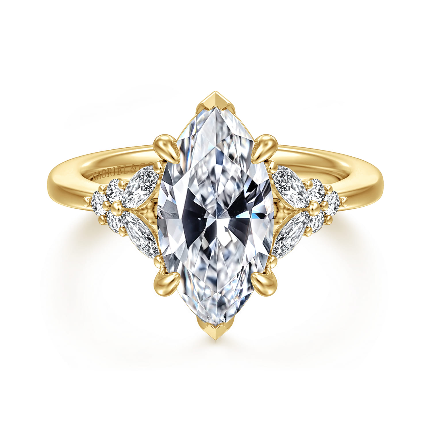 Marquise Diamond Engagement Ring in 14K Yellow Gold