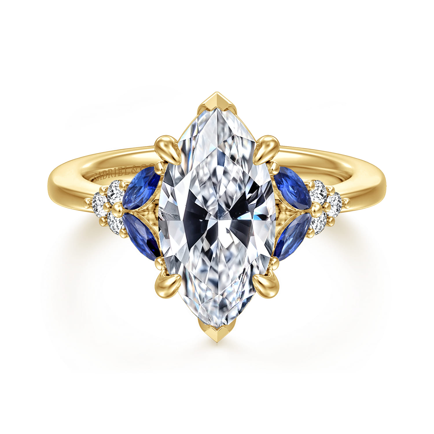 Marquise Shape Sapphire and Diamond Engagement Ring