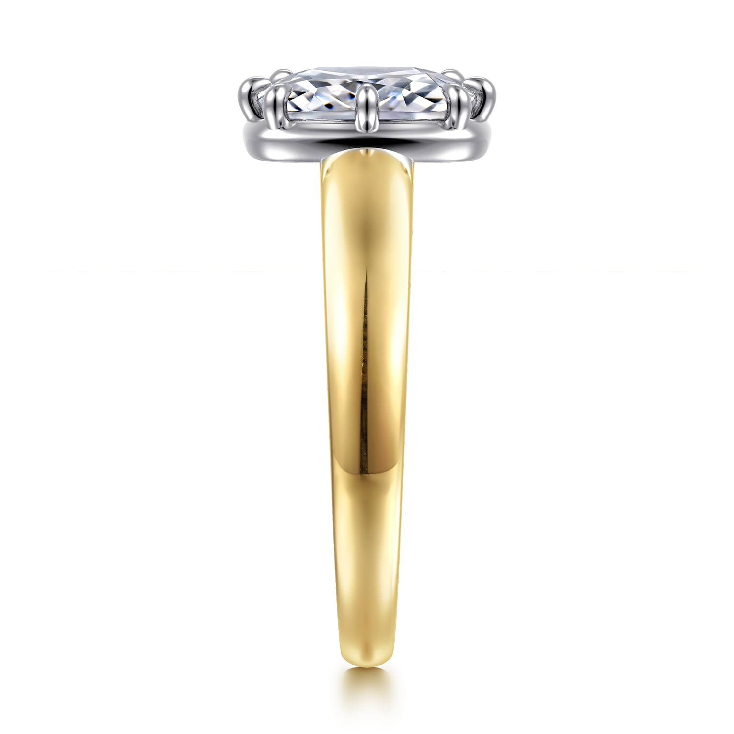 Elongated Cushion Solitaire Diamond Engagement Ring in 14K Yellow Gold, photograph 4