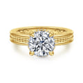 Eniko - 14K Yellow Gold Compass Prong Round Diamond Engagement Ring