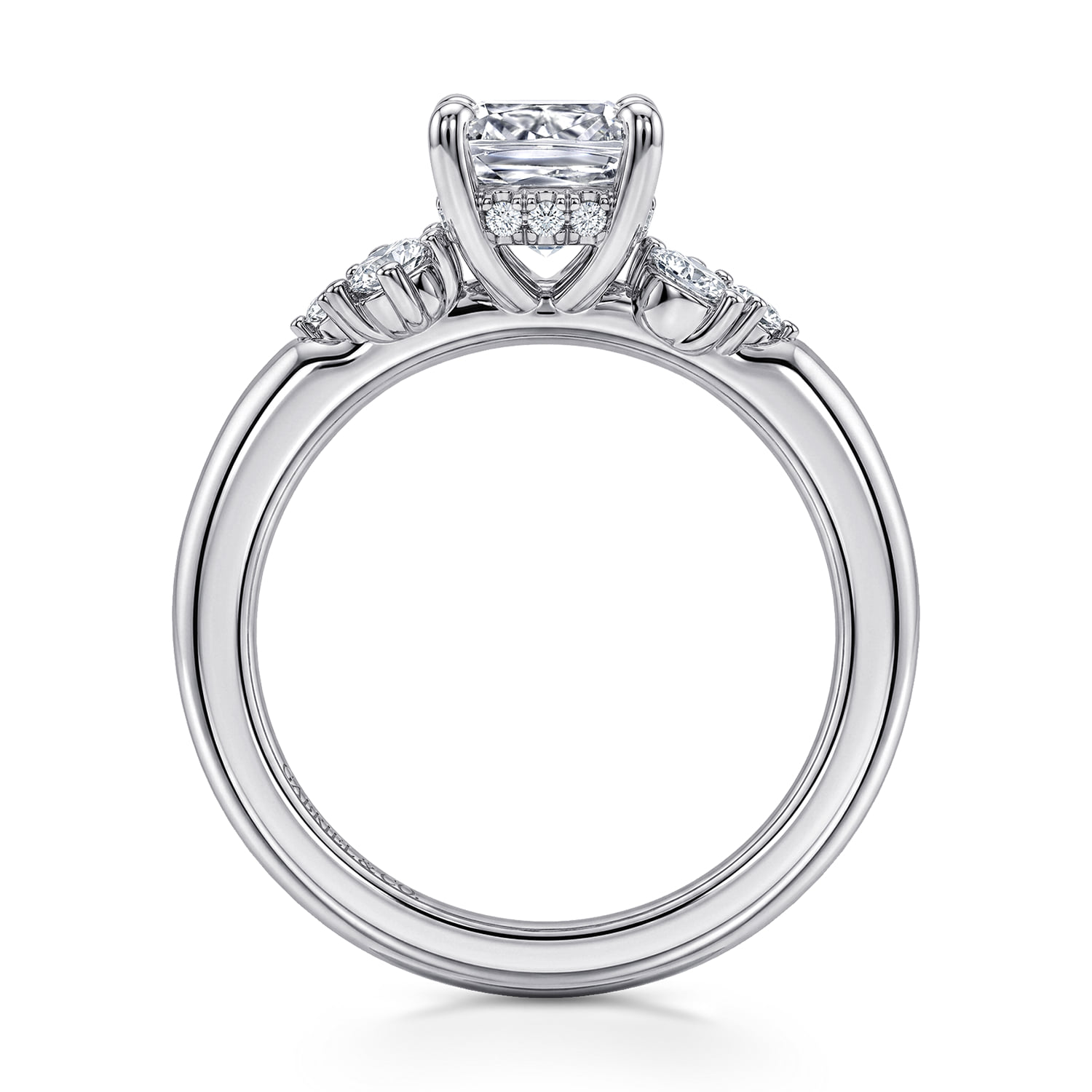 Cushion Diamond Engagement Ring in 14K White Gold, photograph 2
