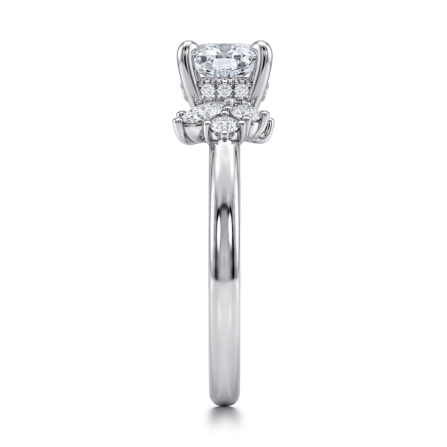 Cushion Diamond Engagement Ring in 14K White Gold, photograph 4