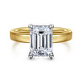 Argentina - 14K White-Yellow Gold Hidden Halo Emerald Cut Diamond Engagement Ring