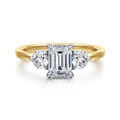 Adeline - 14K White-Yellow Gold Emerald Cut Three Stone Diamond Engagement Ring