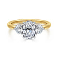 Adeline - 14K White-Yellow Gold Oval Three Stone Diamond Engagement Ring