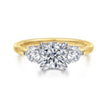 Adeline - 14K White-Yellow Gold Round Three Stone Diamond Engagement Ring