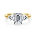 Adeline - 14K White-Yellow Gold Emerald Cut Three Stone Diamond Engagement Ring