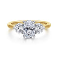 Adeline - 14K White-Yellow Gold Oval Three Stone Diamond Engagement Ring