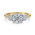 Adeline - 14K White-Yellow Gold Round Three Stone Diamond Engagement Ring