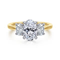 Thalina - 14K White-Yellow Gold Oval Three Stone Diamond Engagement Ring
