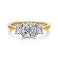 Thalina - 14K White-Yellow Gold Round Three Stone Diamond Engagement Ring