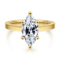 Zephyra - 14K Yellow Gold 6 Prong Marquise Shape Solitaire Diamond Engagement Ring