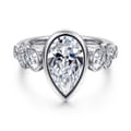 Veyra - 14K White Gold Pear Shape Three Stone Bezel Diamond Engagement Ring