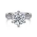 Aureliana - Vintage Inspired 14K White Gold Round Solitaire Diamond Engagement Ring