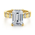 Mirella - 14K Yellow Gold Emerald Cut Diamond Engagement Ring