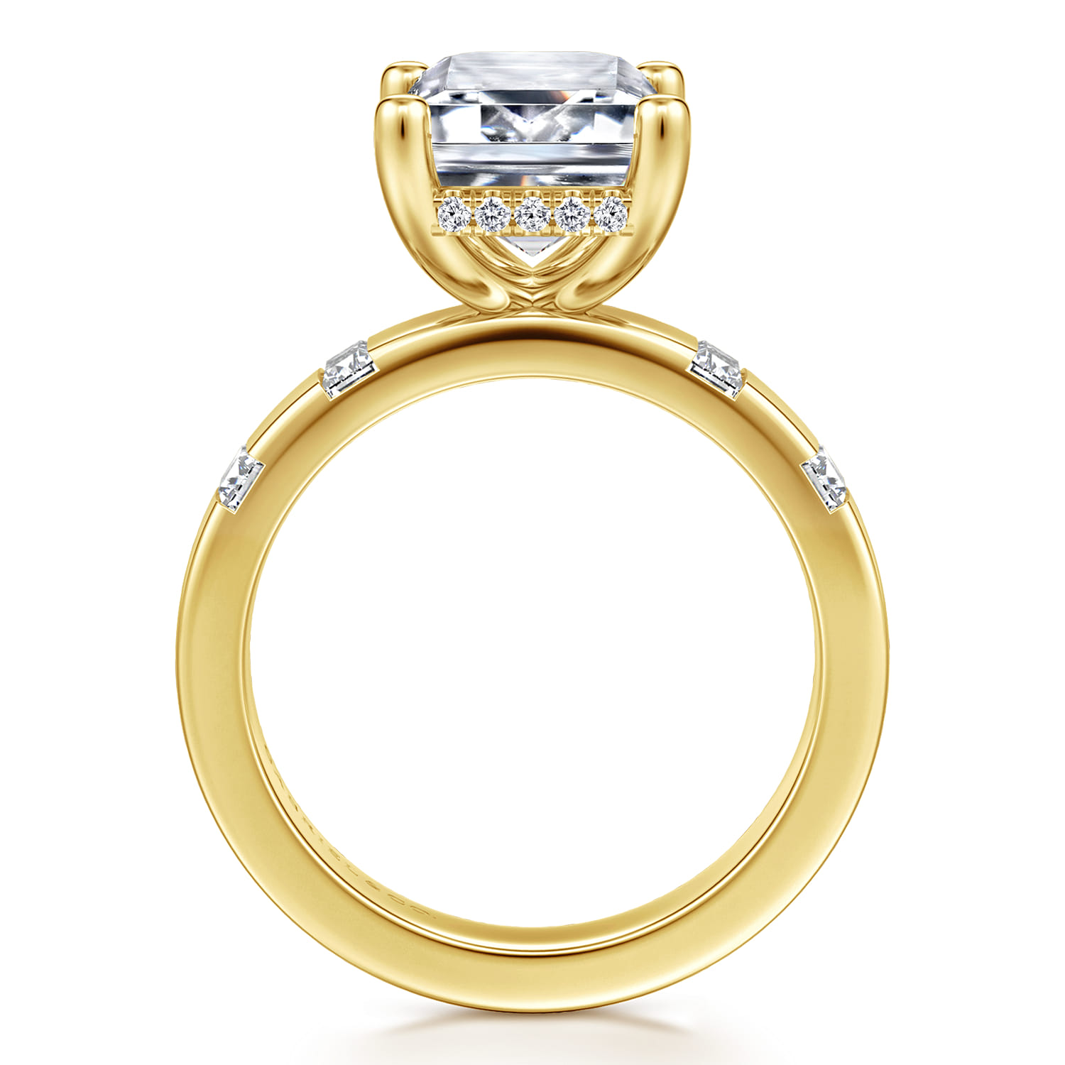 Emerald Diamond Engagement Ring in 14K Yellow Gold, photograph 2