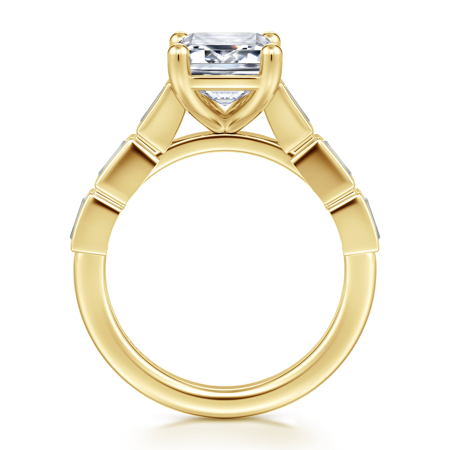 Emerald Diamond Engagement Ring in 14K Yellow Gold, photograph 2