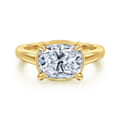 Geo - 14K Yellow Gold East West Elongated Cushion Diamond Engagement Ring