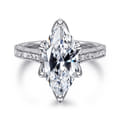 Amidala - Vintage Inspired 14K White Gold Marquise Shape Solitaire Diamond Engagement Ring