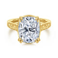 Bardot - Vintage Inspired 14K Yellow Gold Elongated Cushion Solitaire Diamond Engagement Ring
